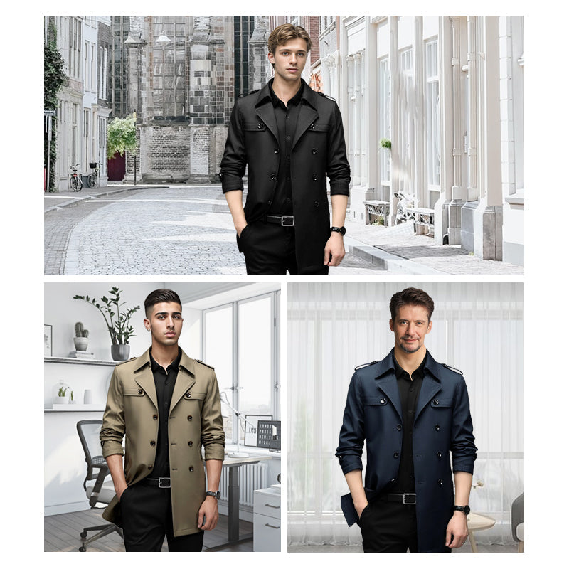 🎁Today's Special: 65% OFF|Men's Double-Breasted Windproof Trench Coat