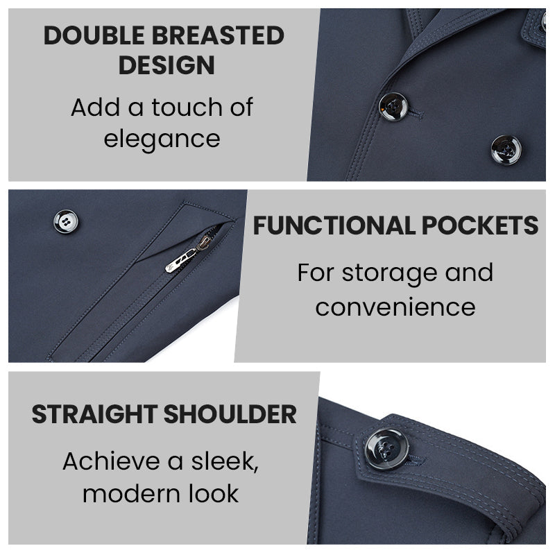 🎁Today's Special: 65% OFF|Men's Double-Breasted Windproof Trench Coat