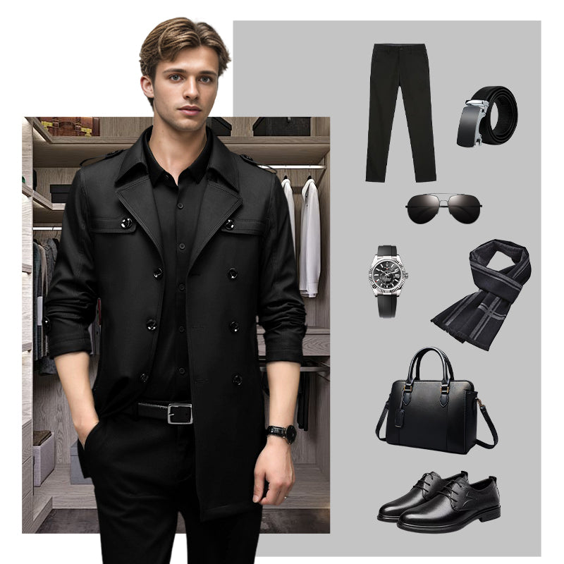 🎁Today's Special: 65% OFF|Men's Double-Breasted Windproof Trench Coat