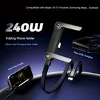 📢📢50% OFF !! ⏰⚡2-in-1 Invisible Holder Charger Cable – 240W Fast Charging Cord with Built-In Phone Stand