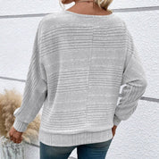 Autumn Sale-50% Off🌹Solid Round-Neck Striped Top with Long Sleeves