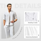 Men's Cotton Linen 2-Piece Set - Casual Top & Pants