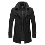 ⏳Time-Limited Special⏰Men's Business Woolen Coat Fashion Double Neck Medium And Long Woolen Coat