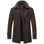 ⏳Time-Limited Special⏰Men's Business Woolen Coat Fashion Double Neck Medium And Long Woolen Coat