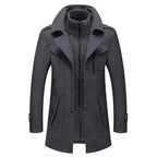 ⏳Time-Limited Special⏰Men's Business Woolen Coat Fashion Double Neck Medium And Long Woolen Coat