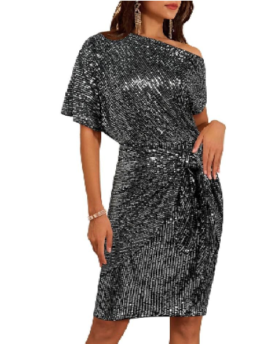 💃Last Day Sales 60% OFF🎉Sparkly One-Shoulder Ruched Dress