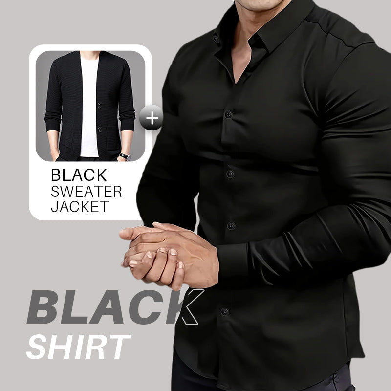 Men's Solid Color Lapel Long Sleeve Button-Down Shirts