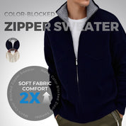 Men's Color-Blocked Zipper Sweater