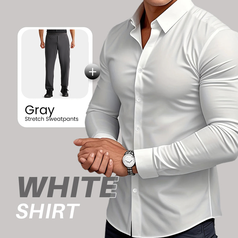 Men's Solid Color Lapel Long Sleeve Button-Down Shirts