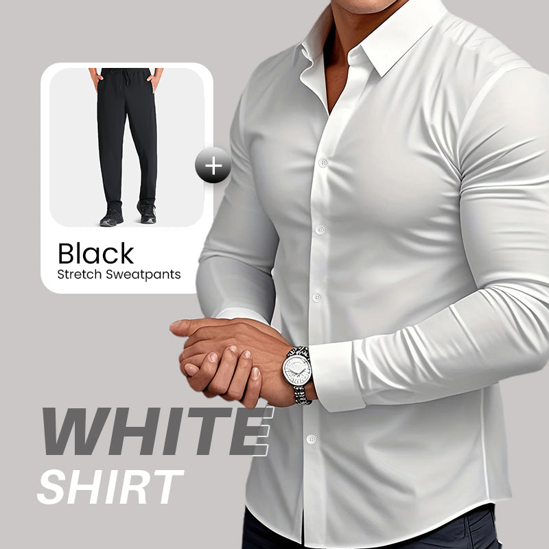 Men's Solid Color Lapel Long Sleeve Button-Down Shirts