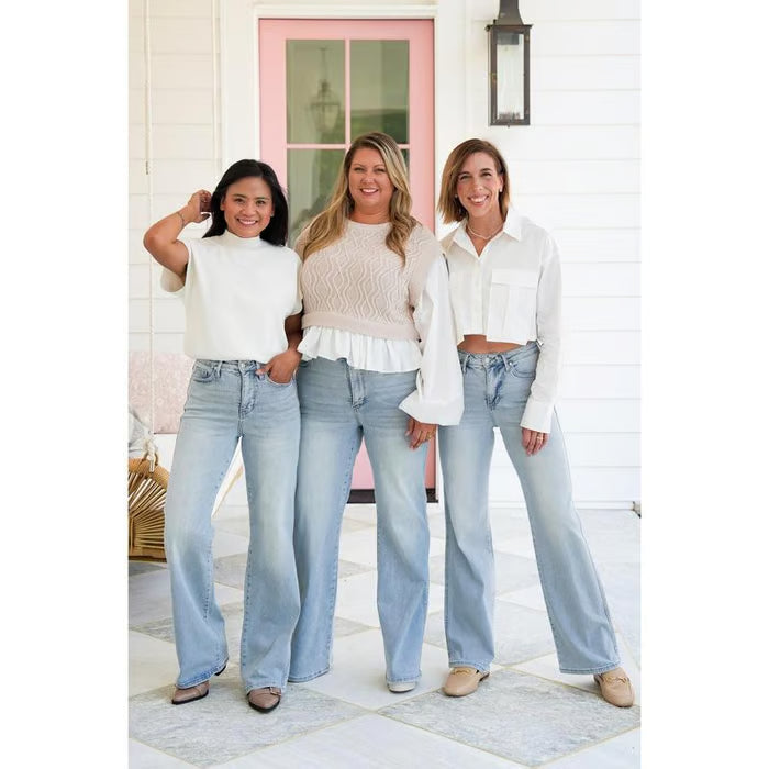 👖Vintage Wash Plus-Size Jeans — Stretchy & Straight Leg Fit