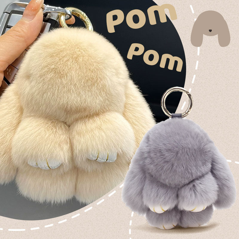 🐰60% OFF NOW! 🏆 Handmade Soft Bunny PomPom Charms – Adorable Design, Premium Yarn & Perfect for Bags/Keys 🎀
