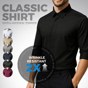 ✨👔2025 New Men's Classic Shirt with Hidden Zipper/ Easy to Put On and Take Off