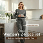 🔥LAST DAY 60% OFF✨Women's Crew Neck Top & Drawstring Pants Set