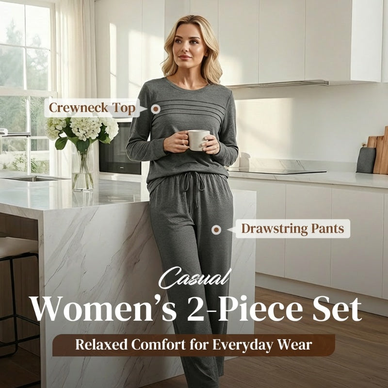 🔥LAST DAY 60% OFF✨Women's Crew Neck Top & Drawstring Pants Set