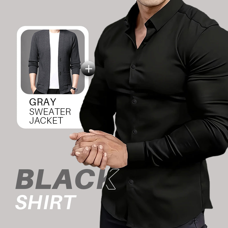 Men's Solid Color Lapel Long Sleeve Button-Down Shirts
