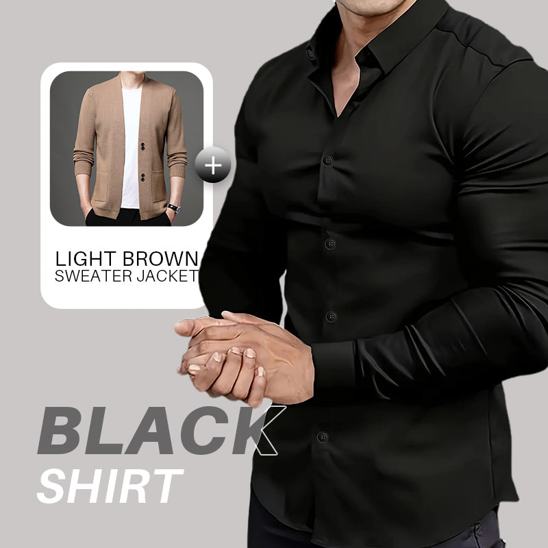 Men's Solid Color Lapel Long Sleeve Button-Down Shirts