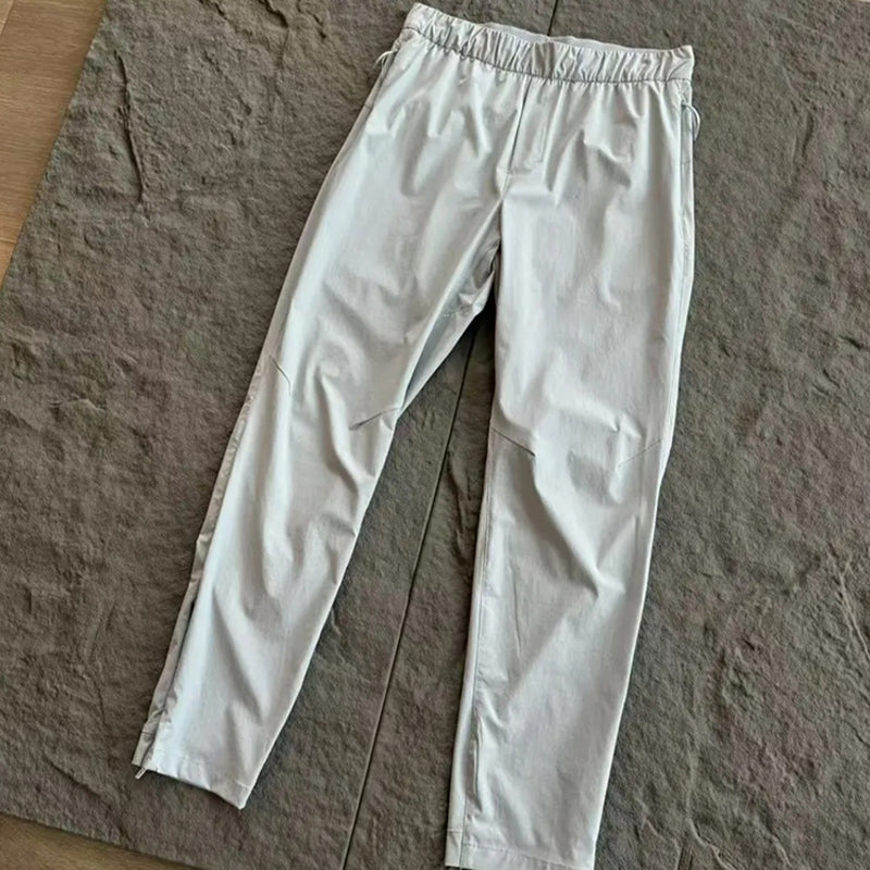 Neutral Side-Zip Cargo Pants with Slit