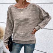 Autumn Sale-50% Off🌹Solid Round-Neck Striped Top with Long Sleeves