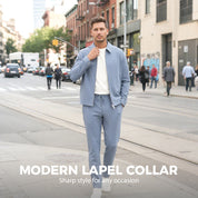Men's Autumn and Winter Solid Color Casual 2-Piece Suit (Jacket + Pants)