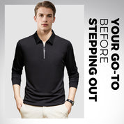 Men's Half-Zip Knit Stand Collar Textured Long Sleeve