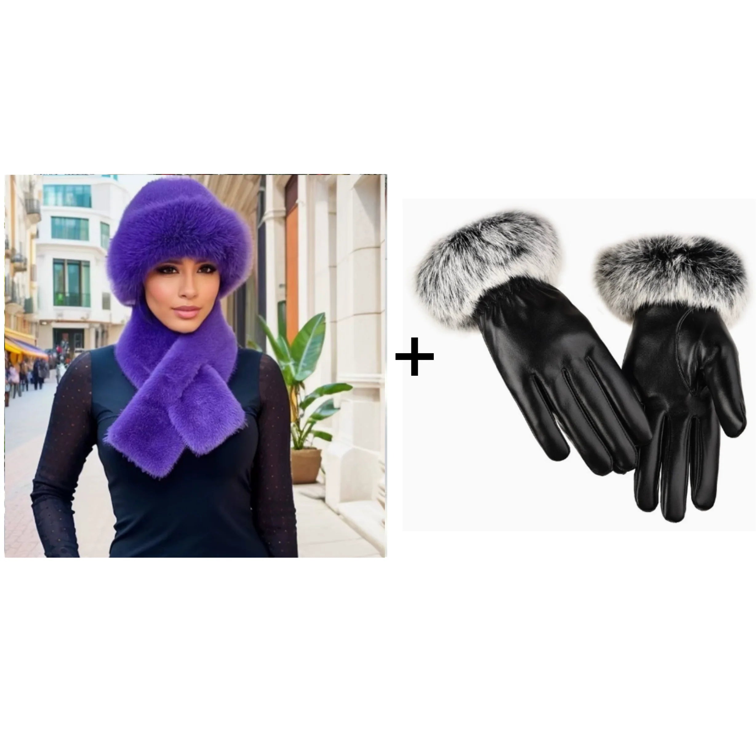 💝Valentine's Day Sale - 50% Off🔥Fluffy Fur Bucket Hat Warm Winter Hat + Free Matching Scarf ⏰