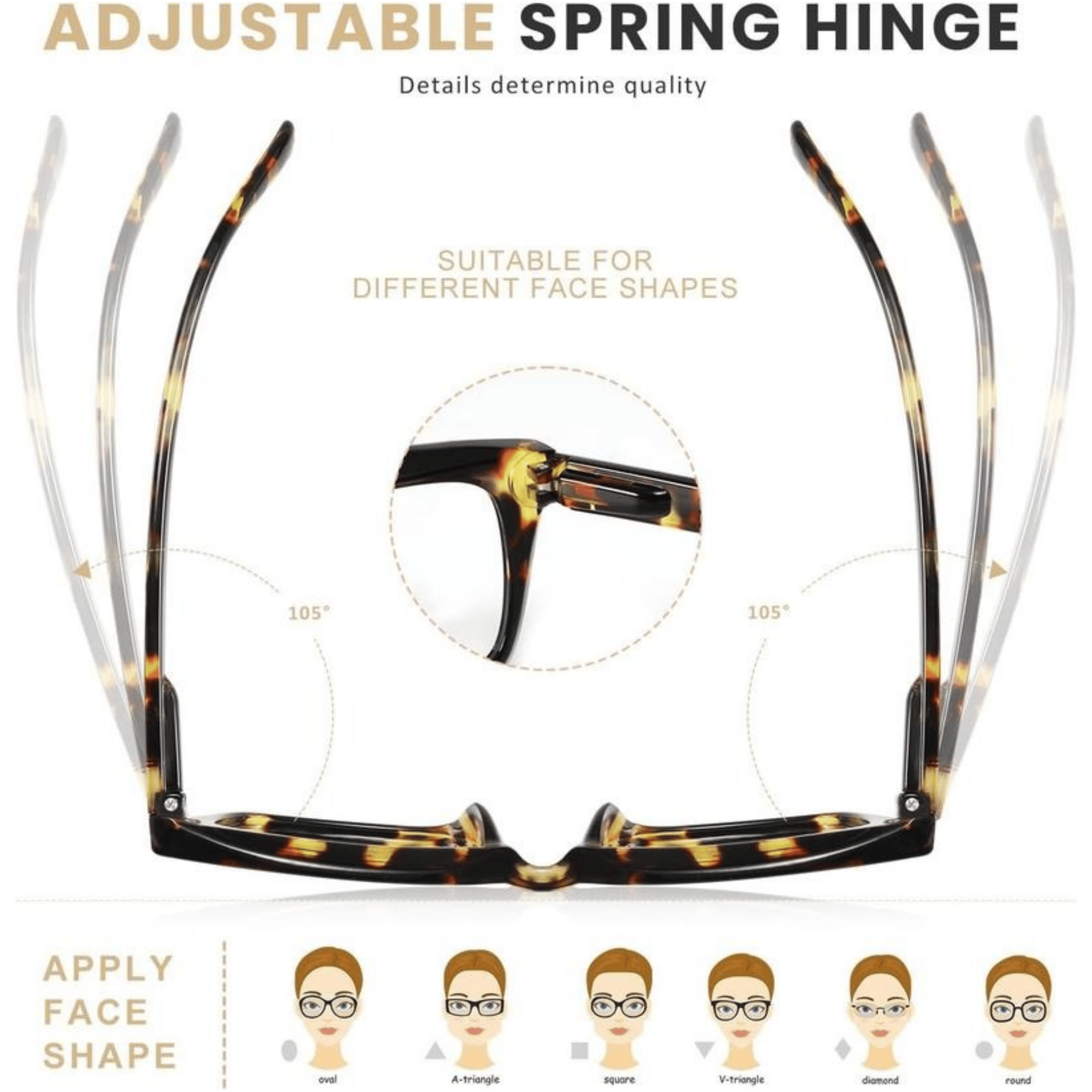 🎁Last Day✨👓Tortoiseshell Reading Glasses – Blue Light Blocking Oversized Square Readers