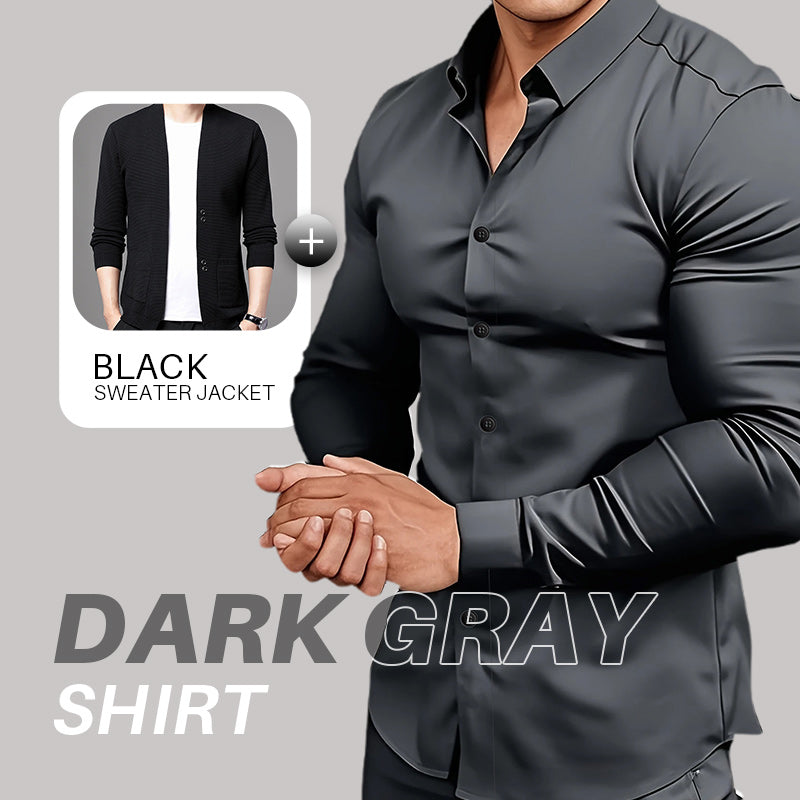 Men's Solid Color Lapel Long Sleeve Button-Down Shirts