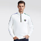 Men's Half-Zip Stand Collar Diamond Embroidered Jacket