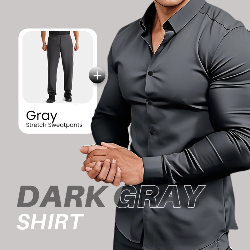 Men's Solid Color Lapel Long Sleeve Button-Down Shirts