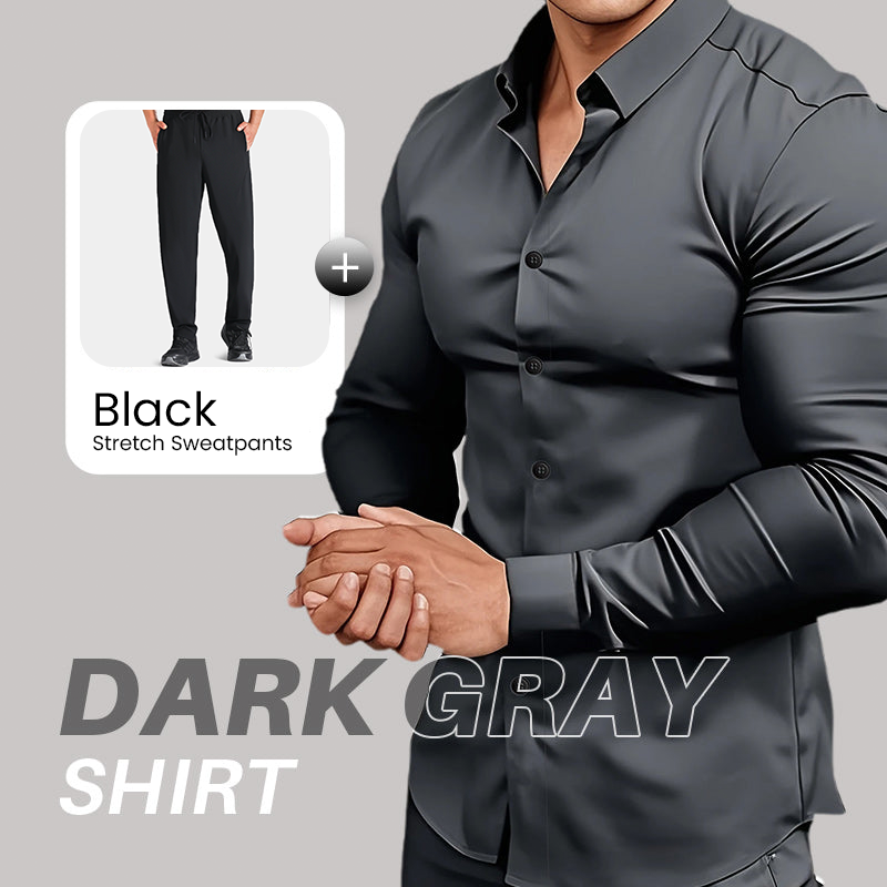 Men's Solid Color Lapel Long Sleeve Button-Down Shirts