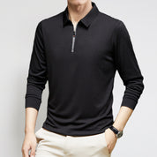Men's Half-Zip Knit Stand Collar Textured Long Sleeve
