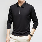 Men's Half-Zip Knit Stand Collar Textured Long Sleeve