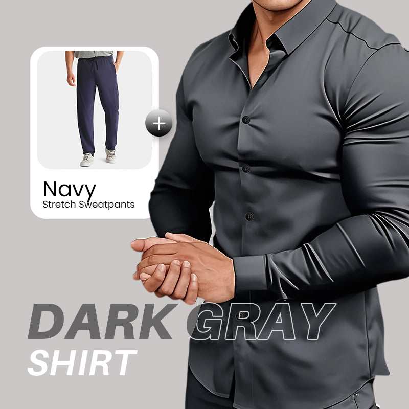 Men's Solid Color Lapel Long Sleeve Button-Down Shirts