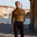 Men's High-Neck Slim-Fit Solid Color Minimalist T-Shirt