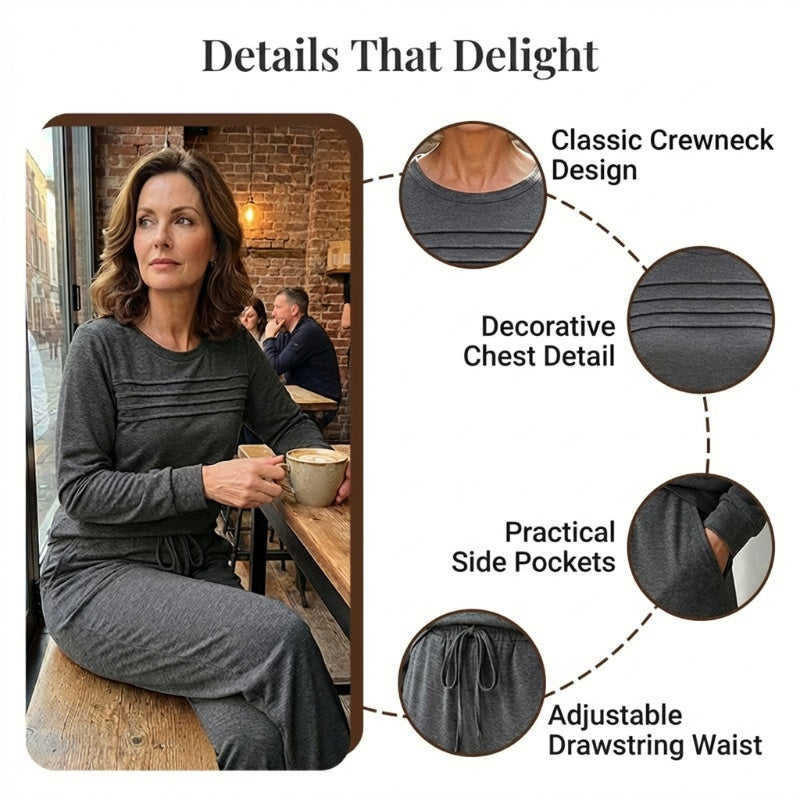 🔥LAST DAY 60% OFF✨Women's Crew Neck Top & Drawstring Pants Set