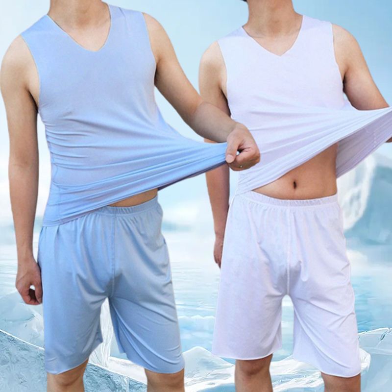 ✨New Arrival⏳✨Men’s V-neck Ice Silk Tank & Shorts 2-piece Set