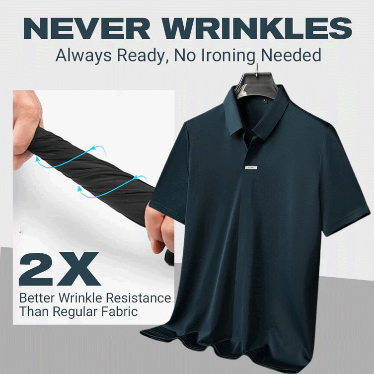 👑Fliwos Men’s Breathable Casual Lapel Wrinkle-free T-shirt
