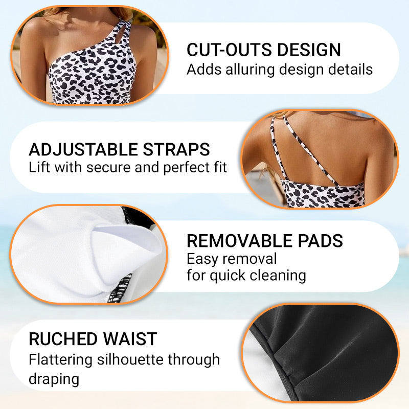 💖LAST DAY SPECIAL PRICE: ￡12.99!!💖Women's Cutout One Shoulder One Piece Swimsuit👙