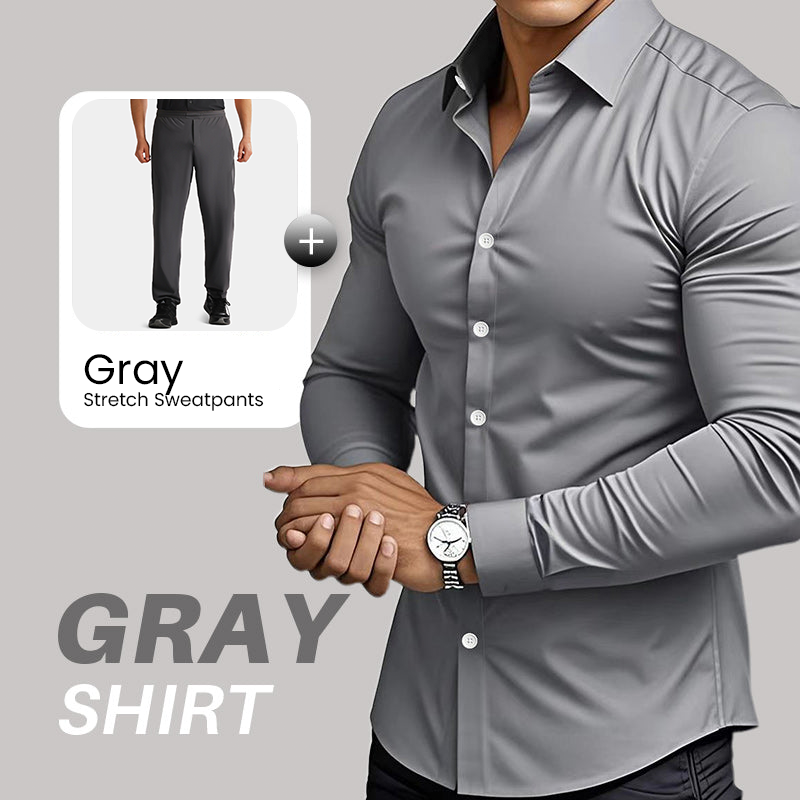 Men's Solid Color Lapel Long Sleeve Button-Down Shirts