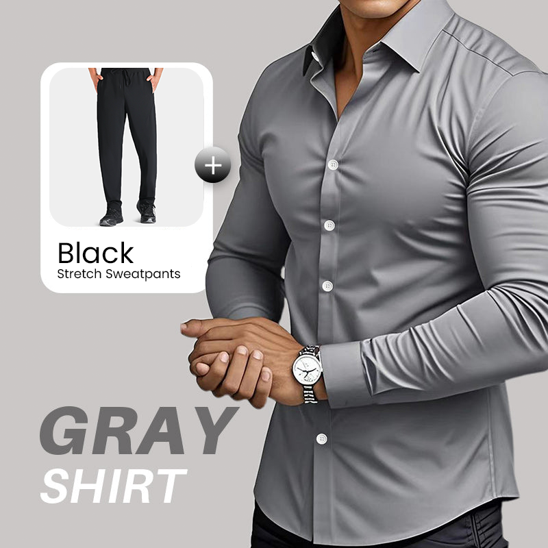 Men's Solid Color Lapel Long Sleeve Button-Down Shirts