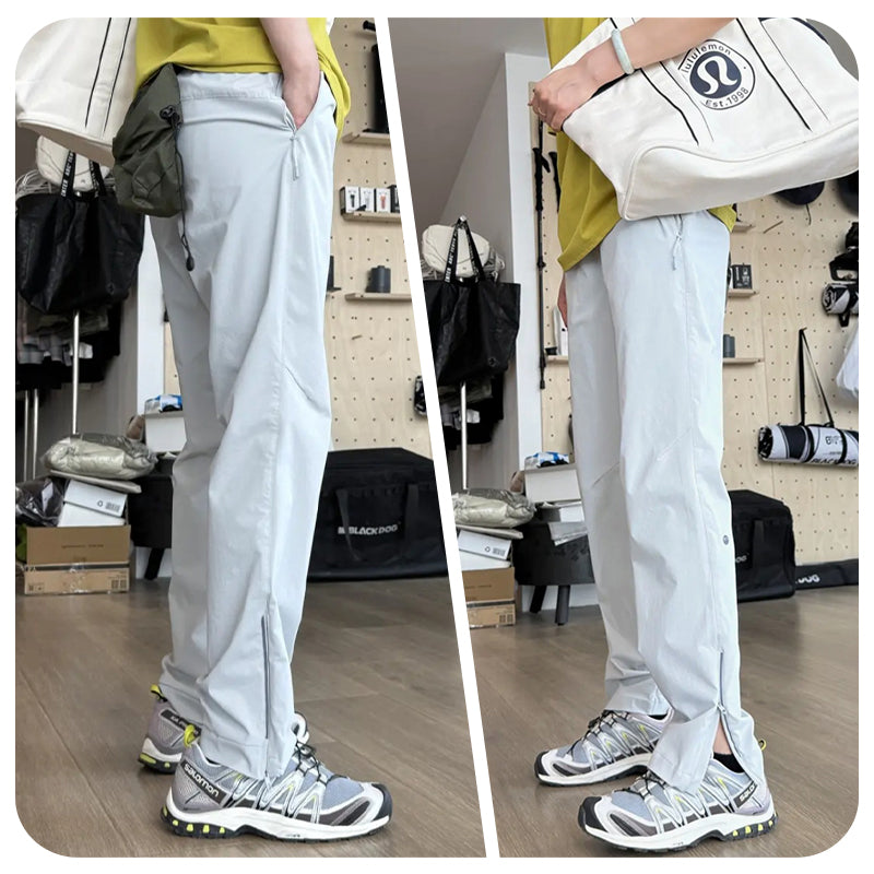 Neutral Side-Zip Cargo Pants with Slit