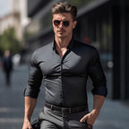 Men's Solid Color Lapel Long Sleeve Button-Down Shirts