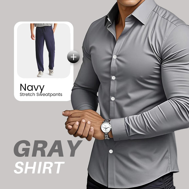 Men's Solid Color Lapel Long Sleeve Button-Down Shirts