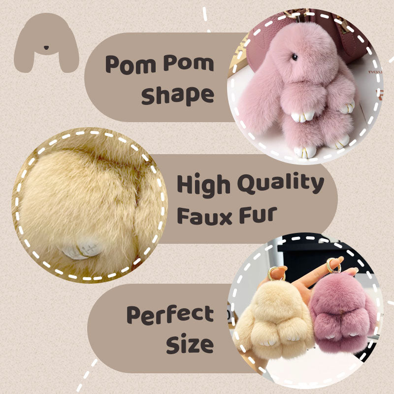 🐰60% OFF NOW! 🏆 Handmade Soft Bunny PomPom Charms – Adorable Design, Premium Yarn & Perfect for Bags/Keys 🎀