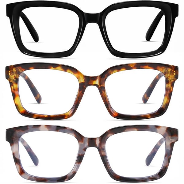 🎁Last Day✨👓Tortoiseshell Reading Glasses – Blue Light Blocking Oversized Square Readers