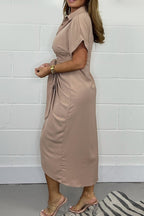 🔥2026 Summer New-❤️ Women Satin Button Shirt Dress