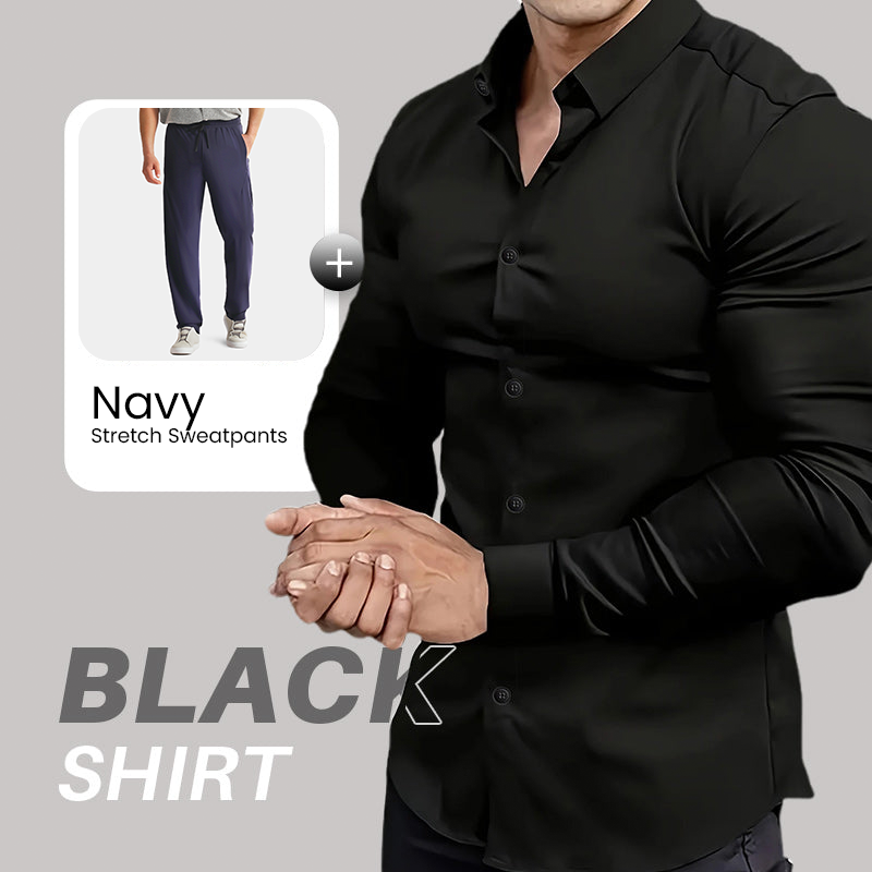 Men's Solid Color Lapel Long Sleeve Button-Down Shirts