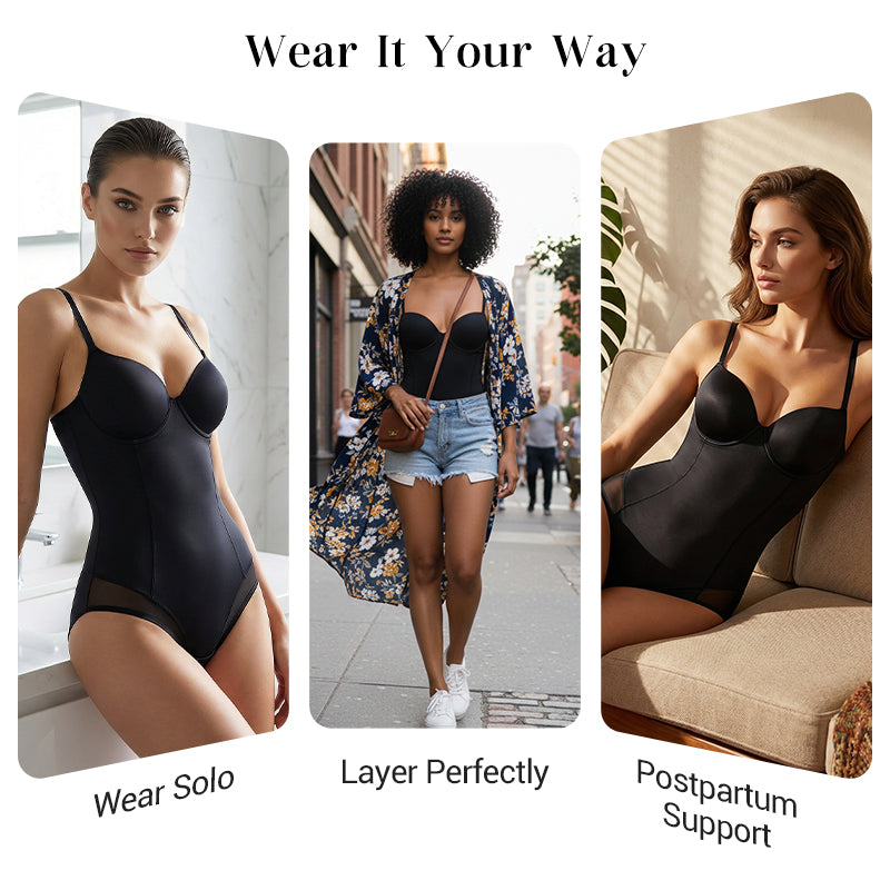 🏆Shapewear Bodysuit with Bra | Ruched Slimming Adjustable Waist✨