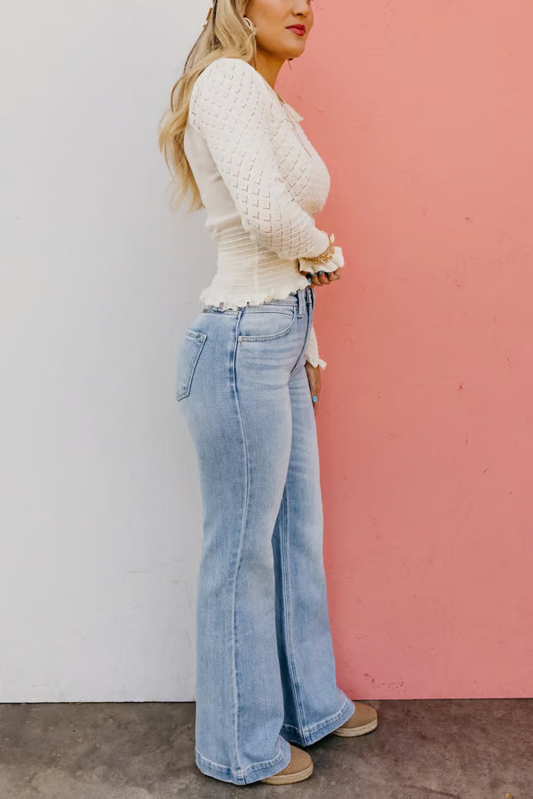 👖Vintage Wash Plus-Size Jeans — Stretchy & Straight Leg Fit